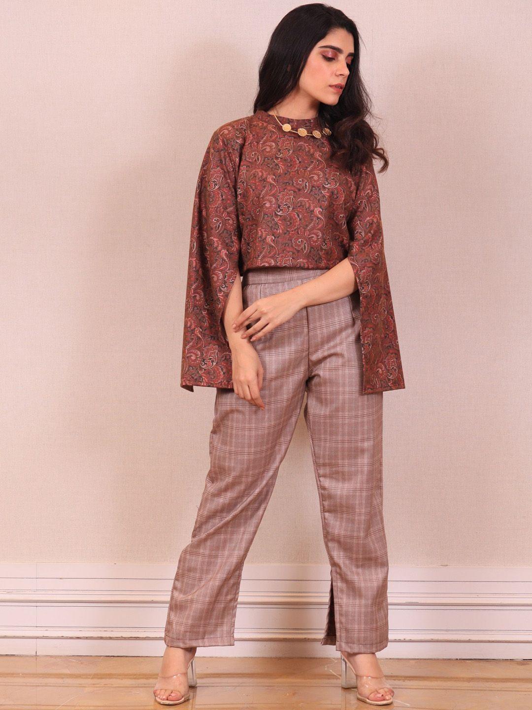 simaaya ethnic motifs printed linen top with trousers
