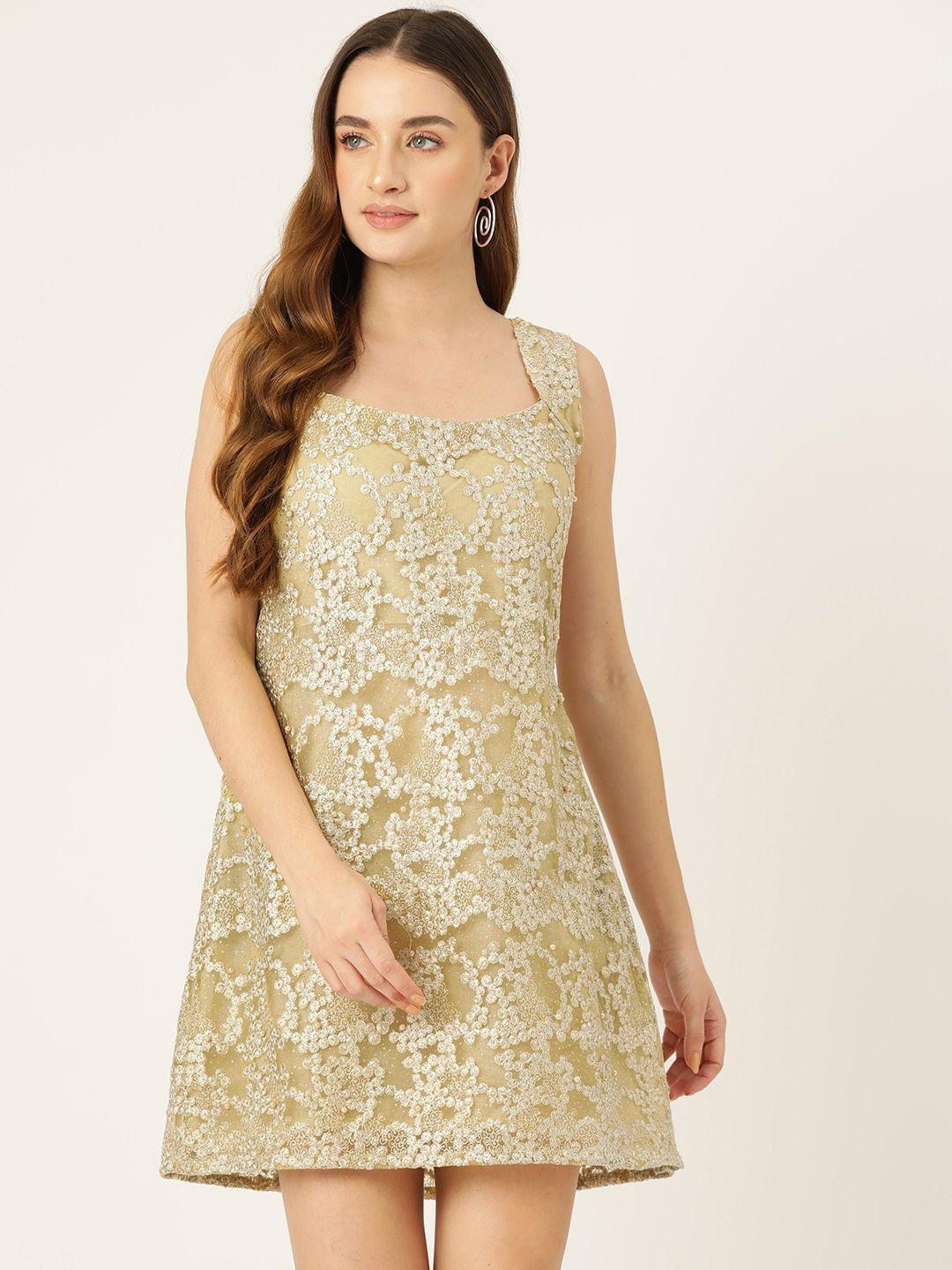 simaaya floral embroidered net a-line dress