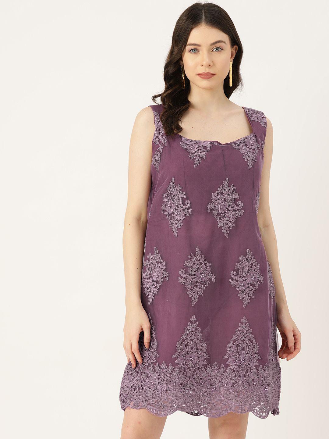 simaaya floral embroidered net bodycon dress