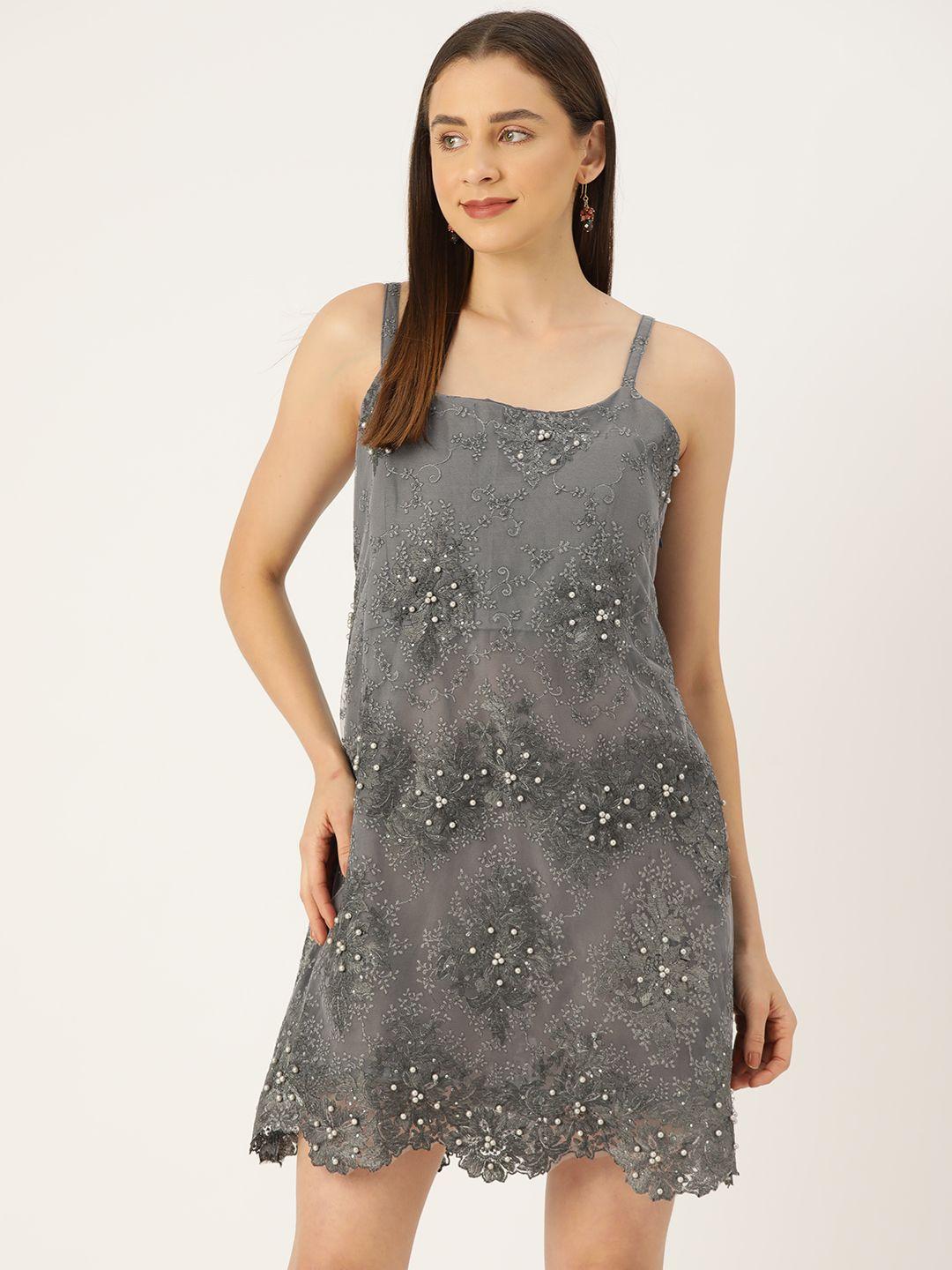 simaaya floral embroidered net bodycon dress