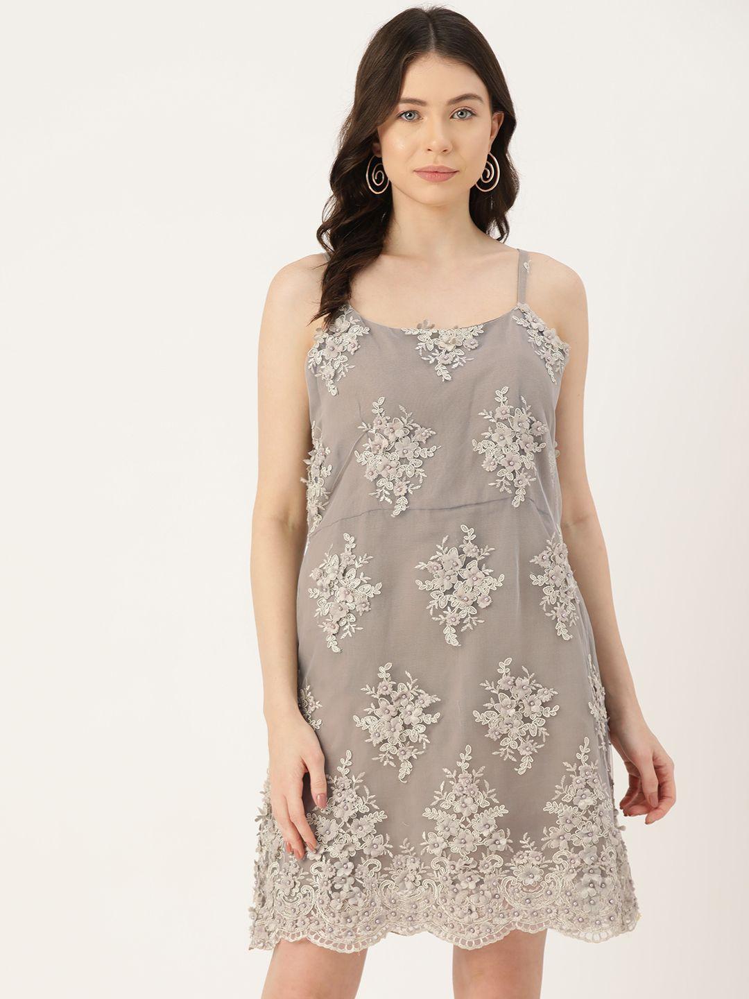 simaaya floral embroidered net bodycon dress