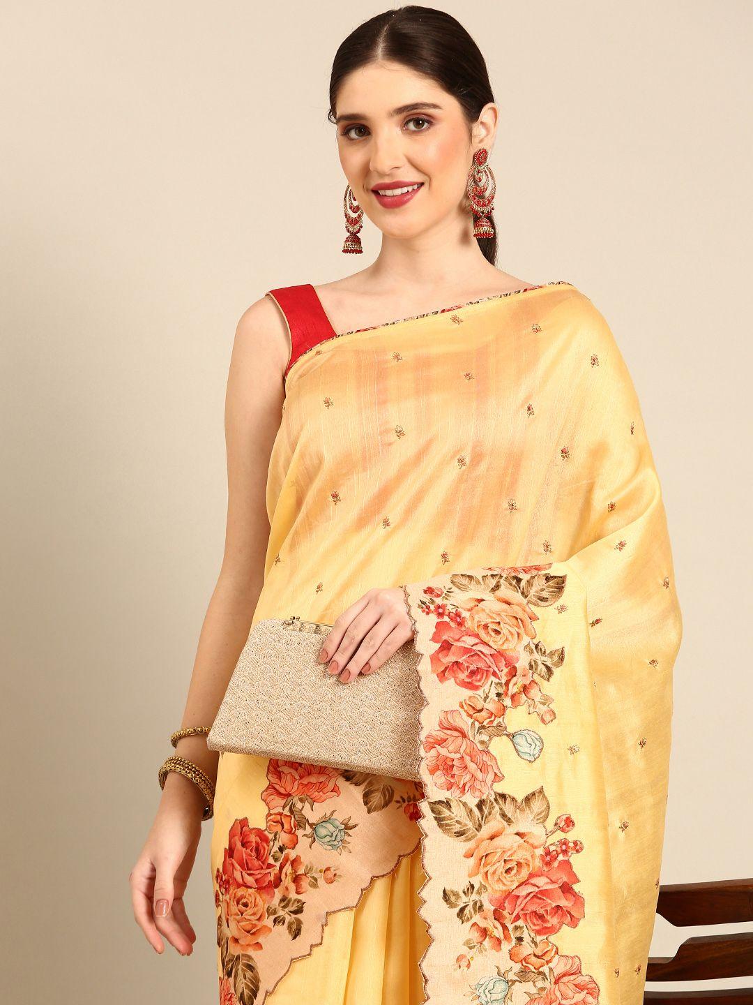 simaaya floral embroidered pure silk saree