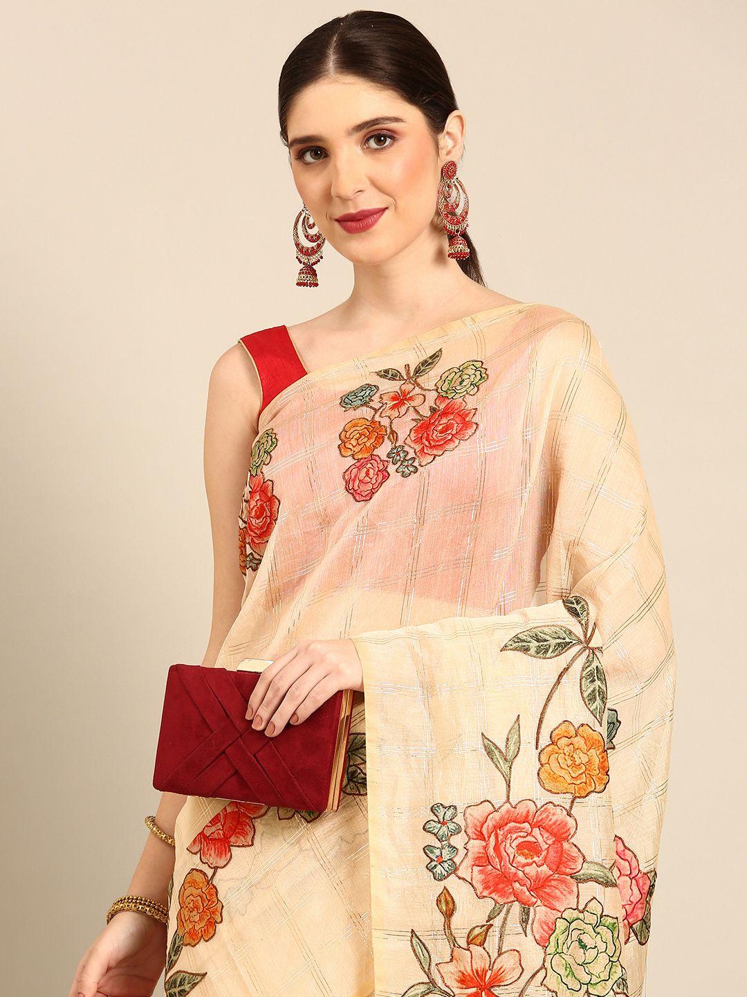simaaya floral print silk cotton saree