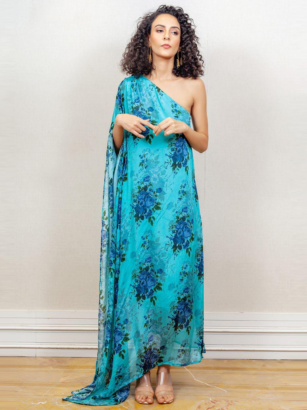 simaaya floral printed crepe maxi a-line dress