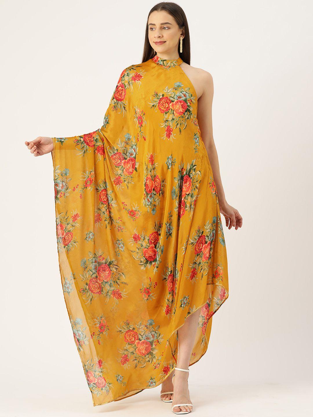 simaaya floral printed halter neck chiffon maxi dress