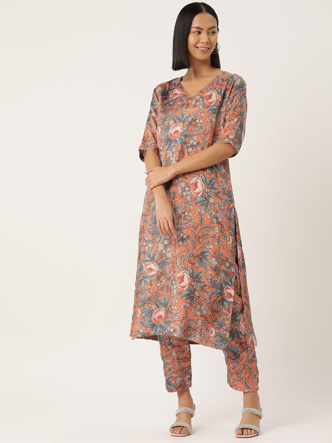 simaaya floral printed regular kurta with trousers