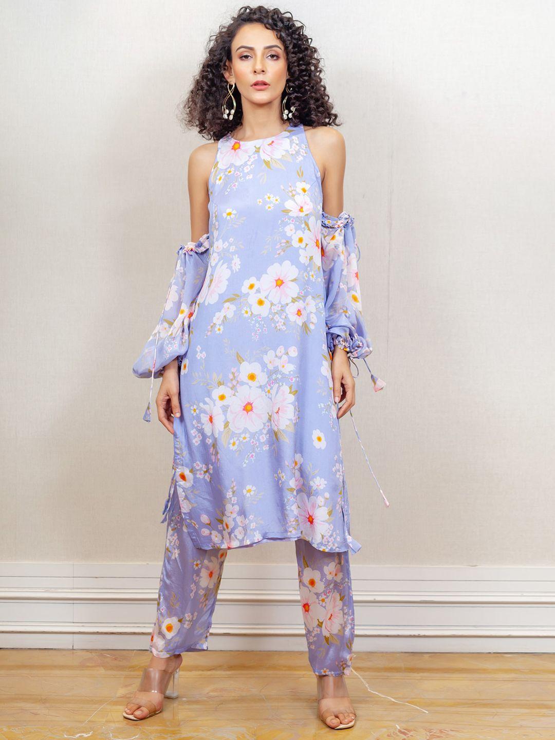 simaaya floral printed tunic top with trousers co-ords