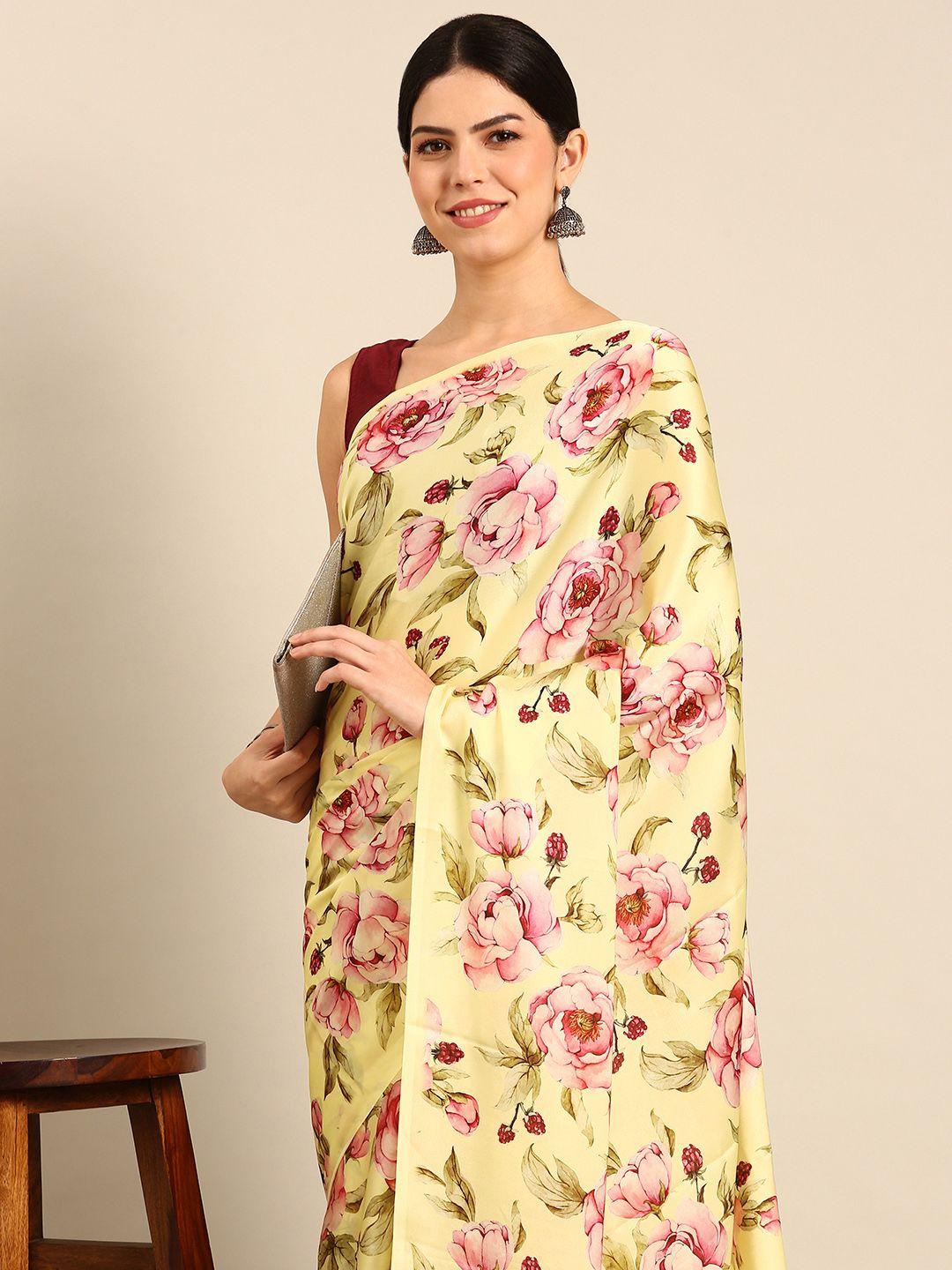 simaaya floral satin saree