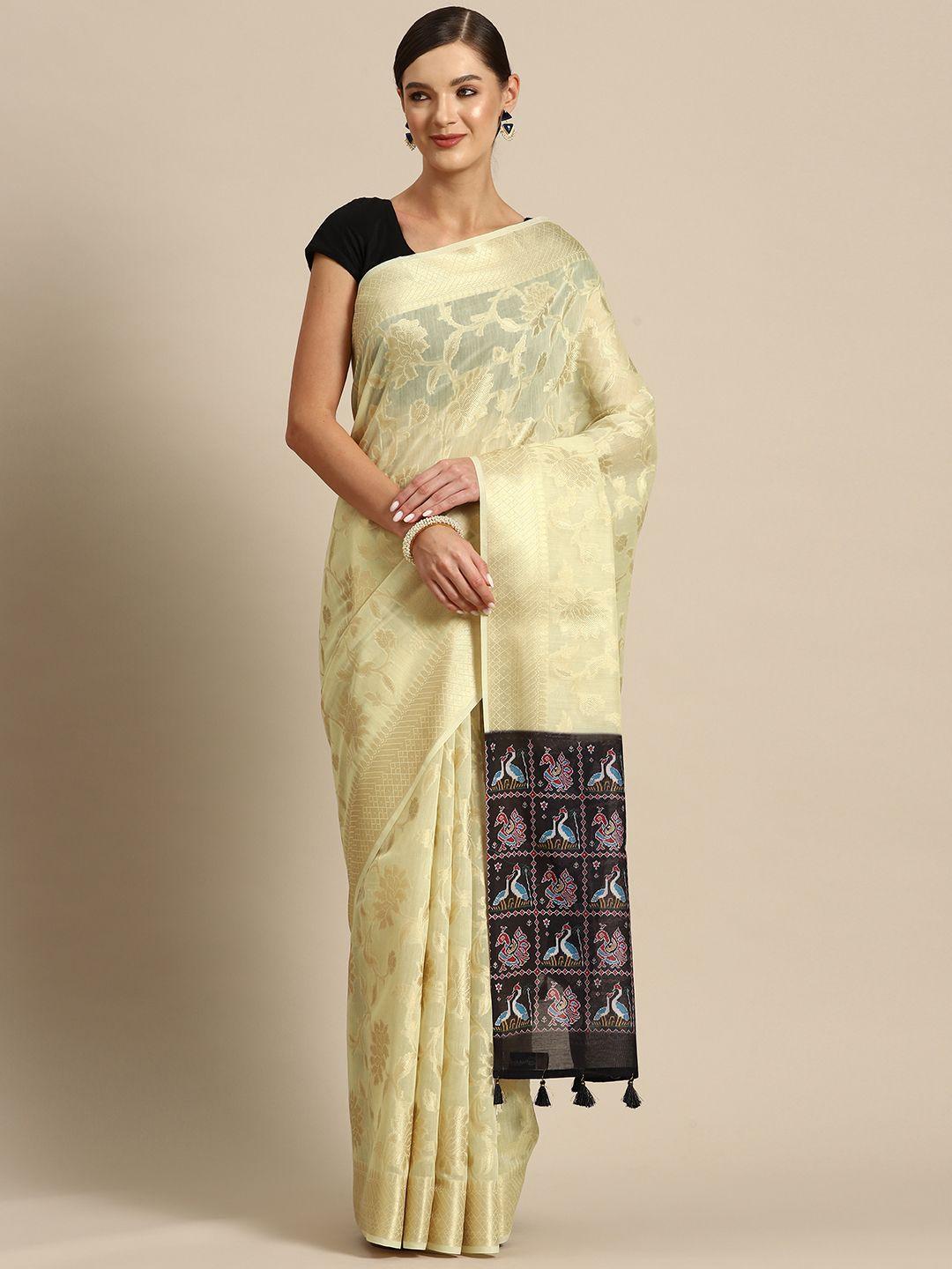 simaaya floral zari linen blend saree