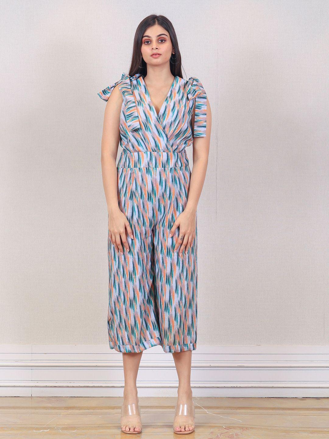 simaaya printed ruffles linen culotte jumpsuit