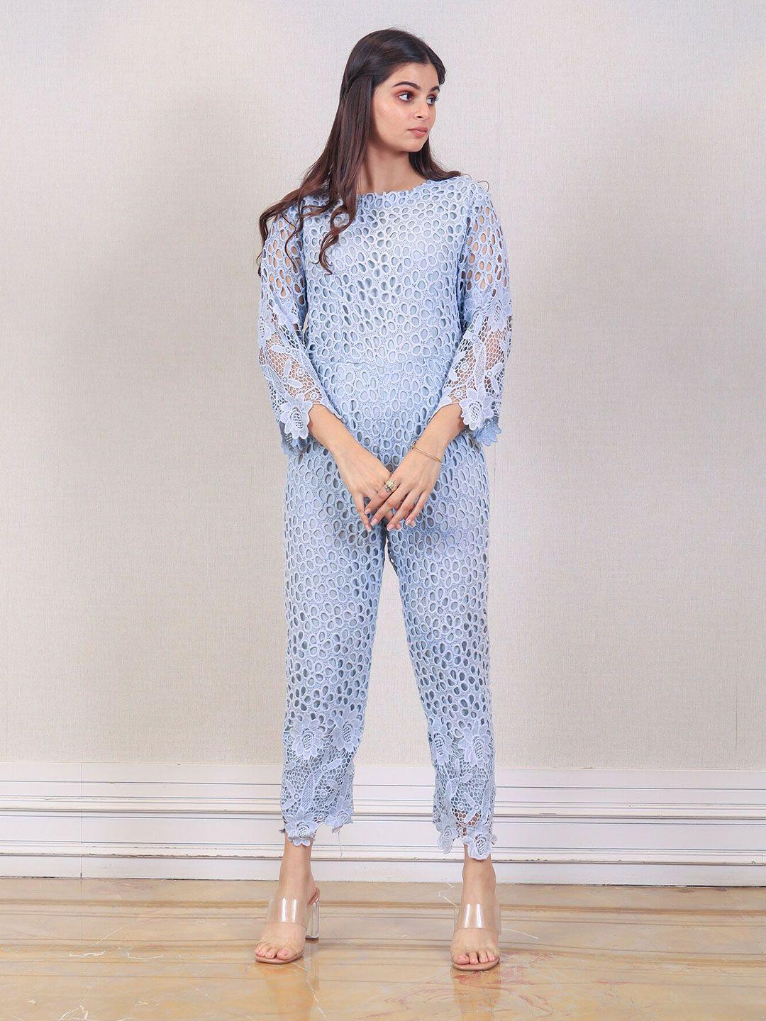 simaaya self design lace inserts detail basic jumpsuit