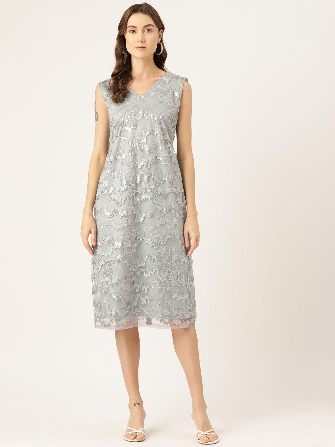 simaaya sequin embroidered net a-line midi dress