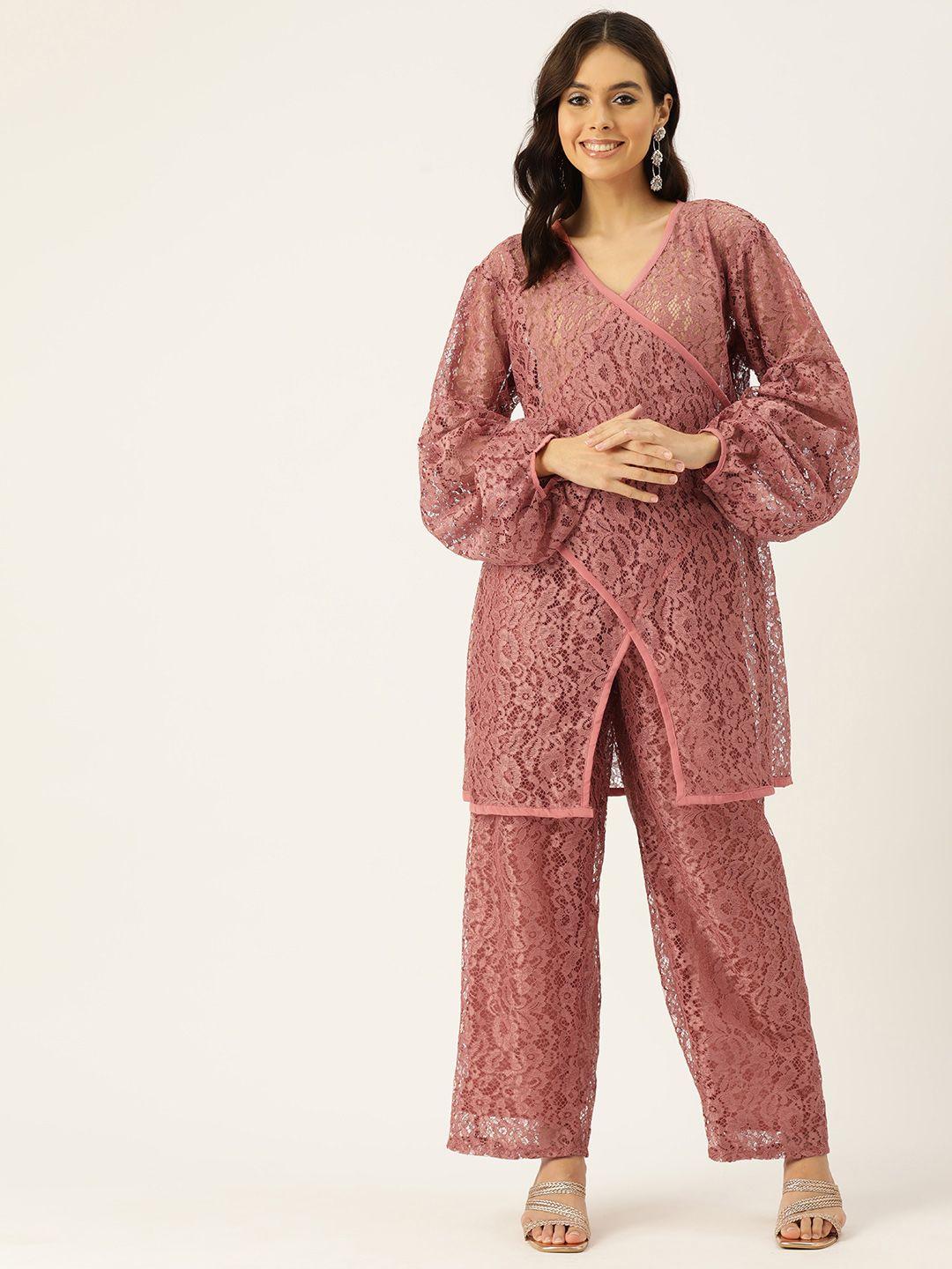 simaaya women floral lace tunic with trousers