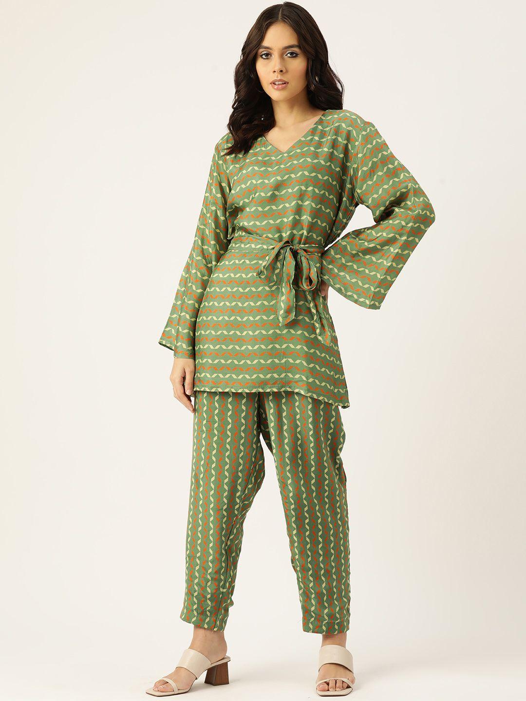 simaaya women printed tunic with trousers