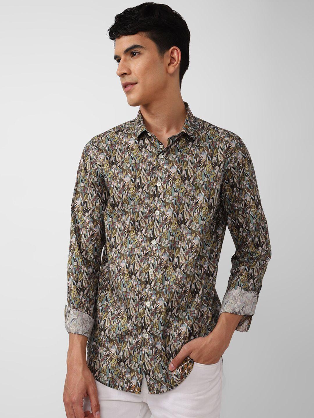 simon carter london men multicoloured printed cotton slim fit casual shirt