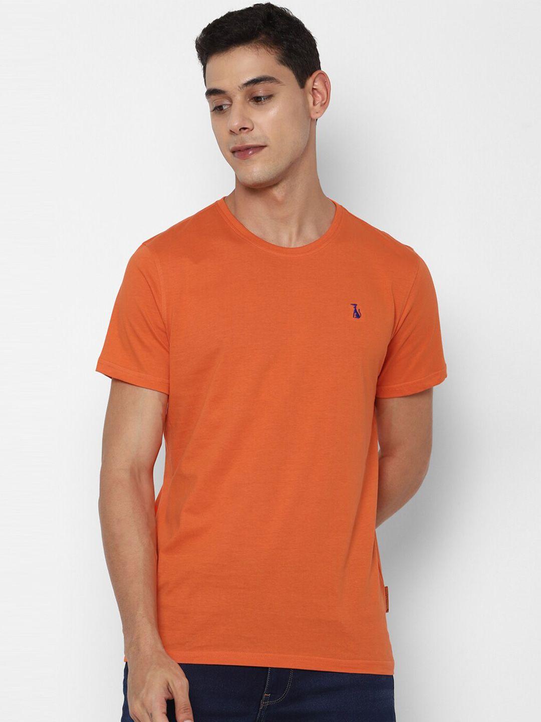 simon carter london men orange slim fit pure cotton t-shirt