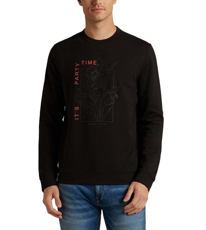 simon carter london black floral regular fit sweatshirt