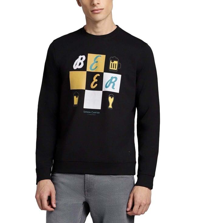 simon carter london black printed regular fit sweatshirt