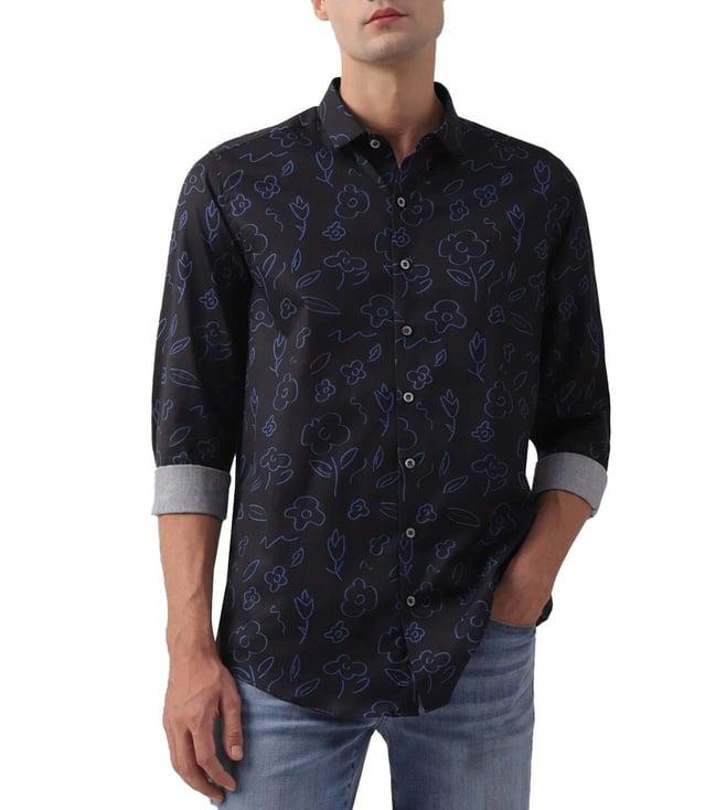 simon carter london black printed slim fit shirt