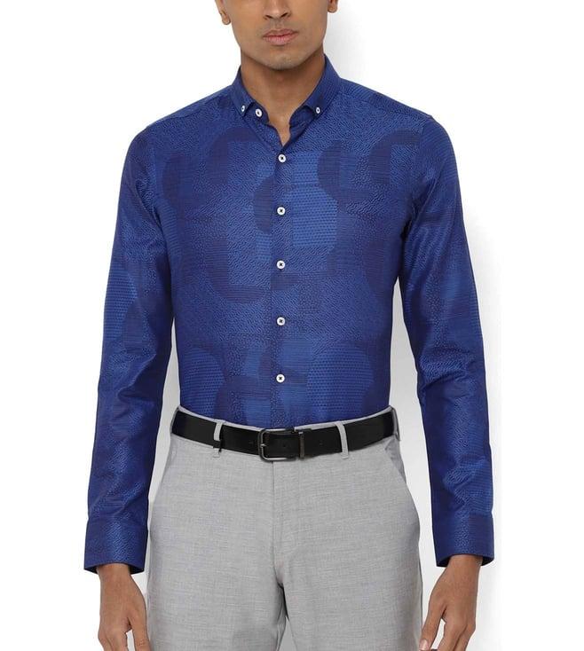 simon carter london blue abstract slim fit casual shirt