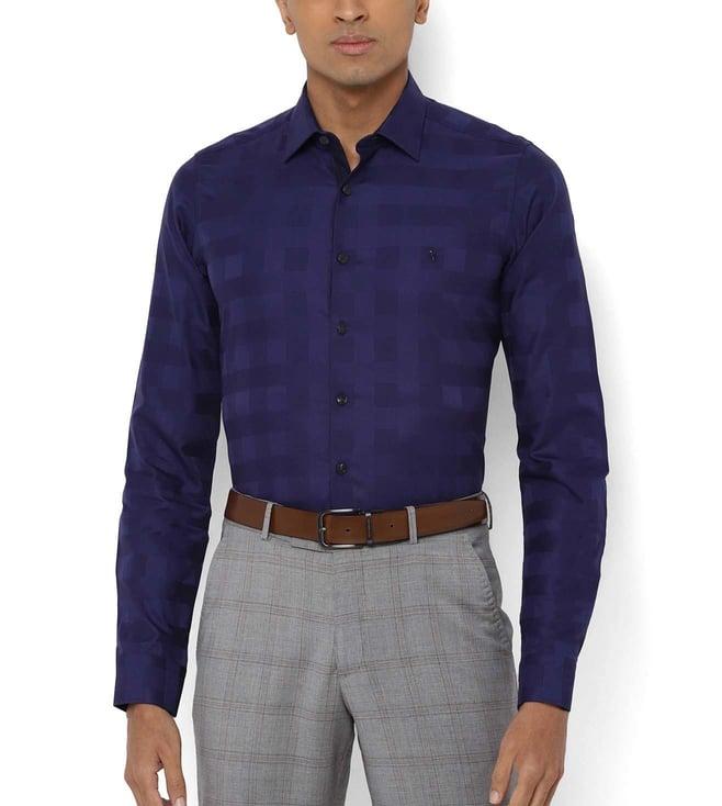 simon carter london blue checks slim fit formal shirt