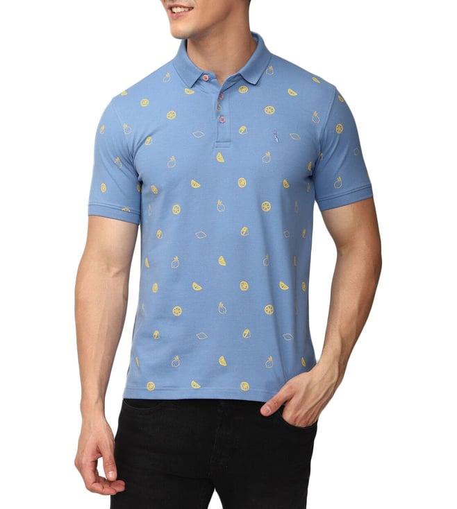 simon carter london blue printed slim fit polo t-shirt