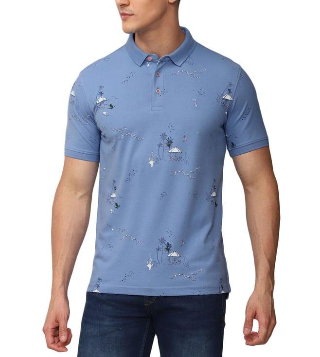 simon carter london blue printed slim fit polo t-shirt