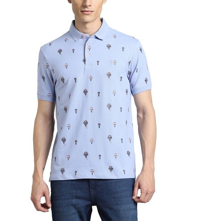 simon carter london blue printed slim fit polo t-shirt