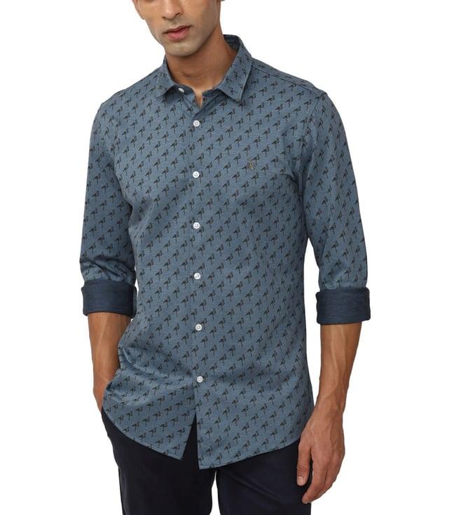 simon carter london blue printed slim fit shirt