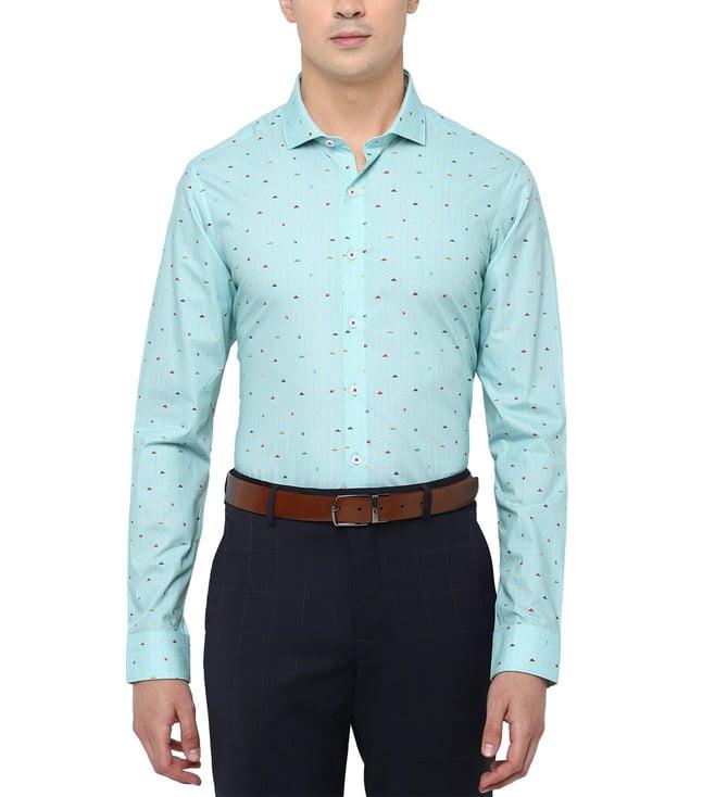 simon carter london blue printed slim fit shirt