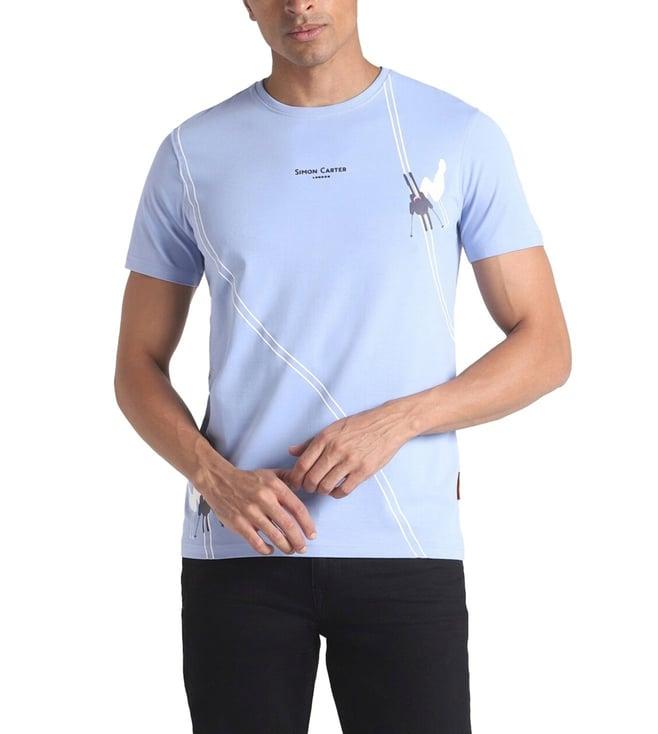 simon carter london blue printed slim fit t-shirt