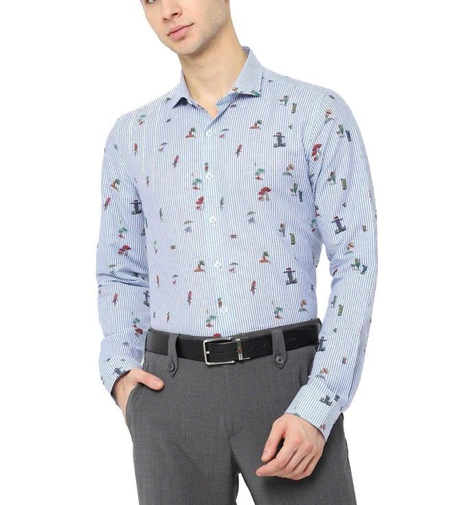 simon carter london blue regular fit floral print shirt