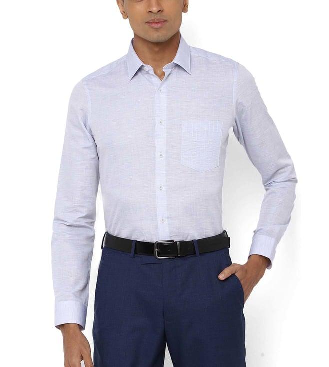 simon carter london blue self pattern regular fit formal shirt