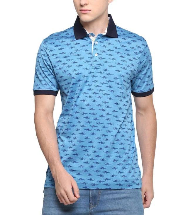 simon carter london blue slim fit printed polo t-shirt