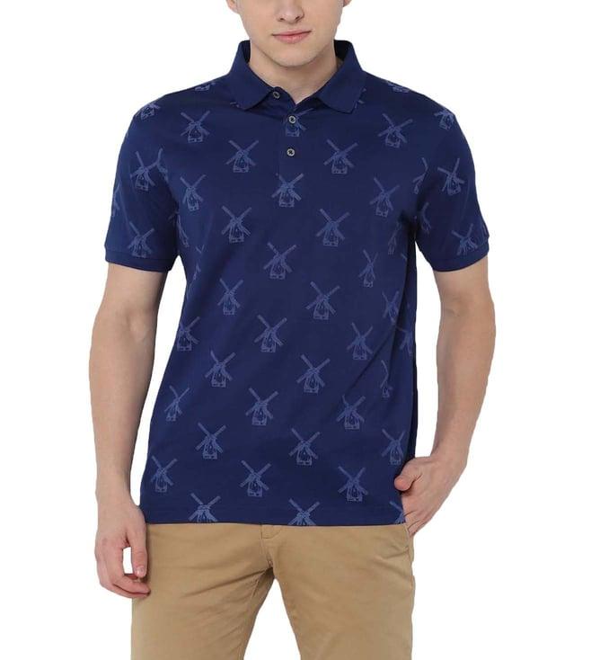 simon carter london blue slim fit printed polo t-shirt