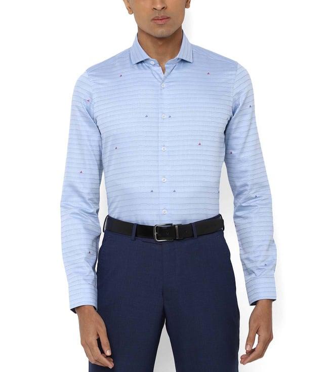 simon carter london blue striped slim fit formal shirt