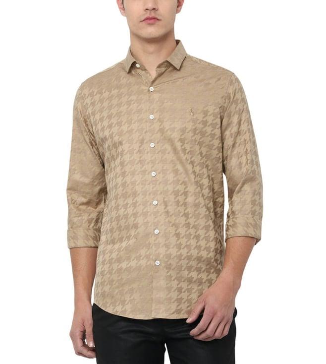 simon carter london brown printed slim fit shirt