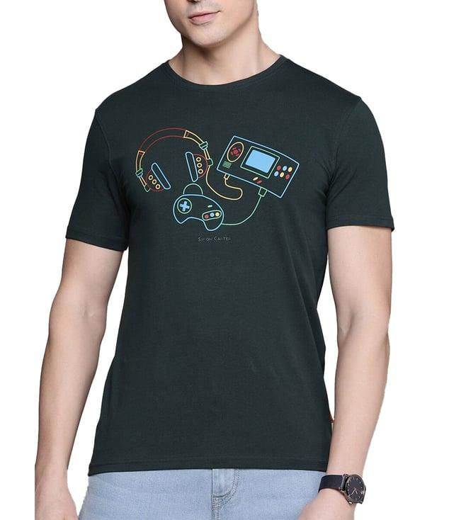 simon carter london green printed slim fit t-shirt