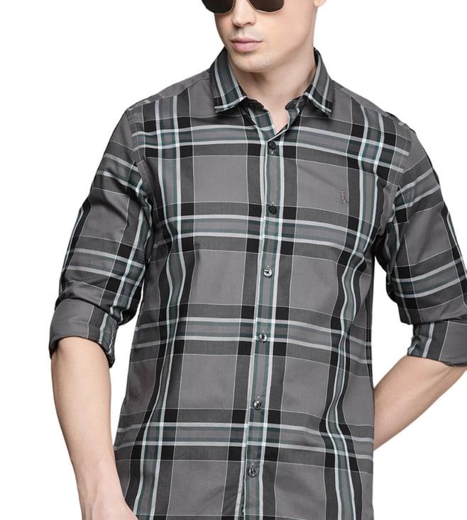 simon carter london grey checked slim fit shirt