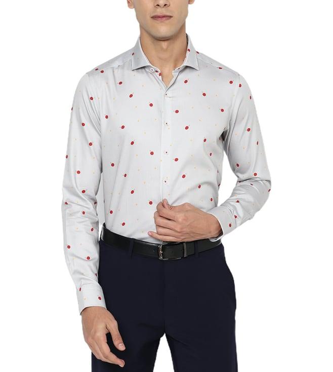 simon carter london grey printed slim fit formal shirt