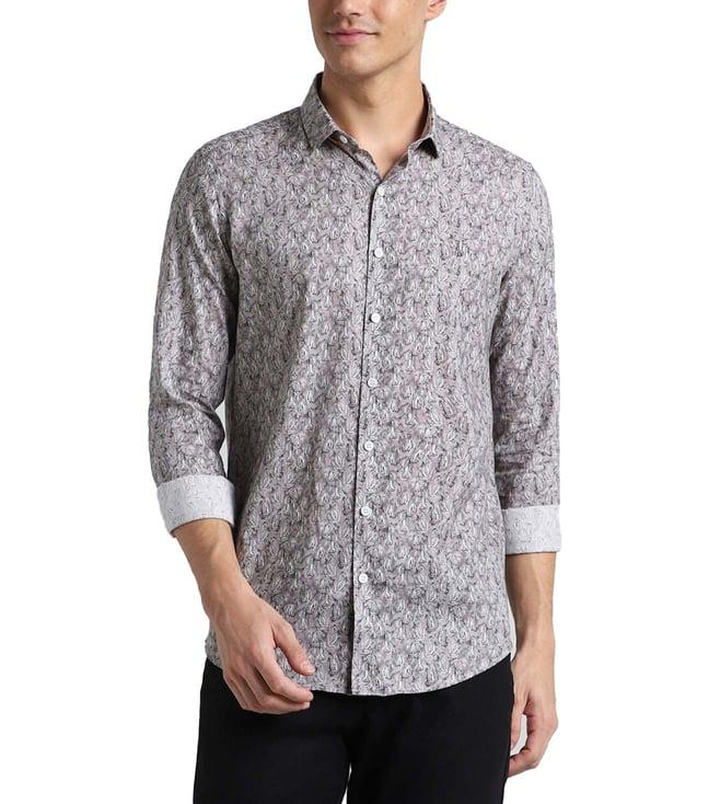 simon carter london grey printed slim fit shirt