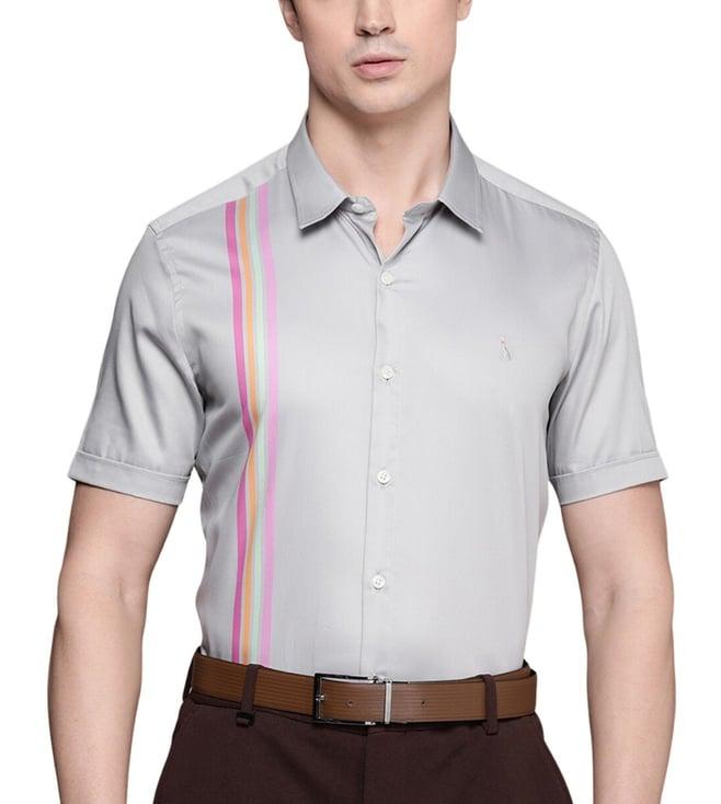 simon carter london grey striped slim fit shirt