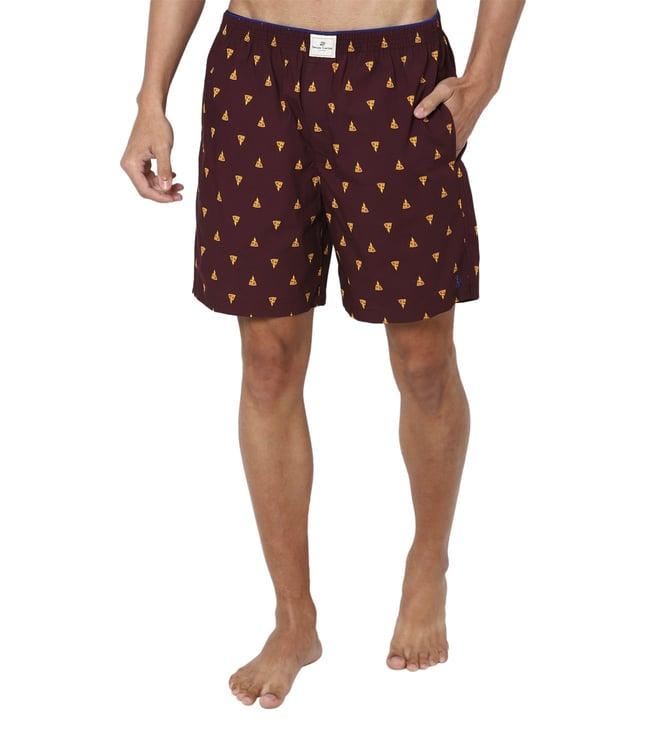 simon carter london maroon printed regular fit boxer shorts