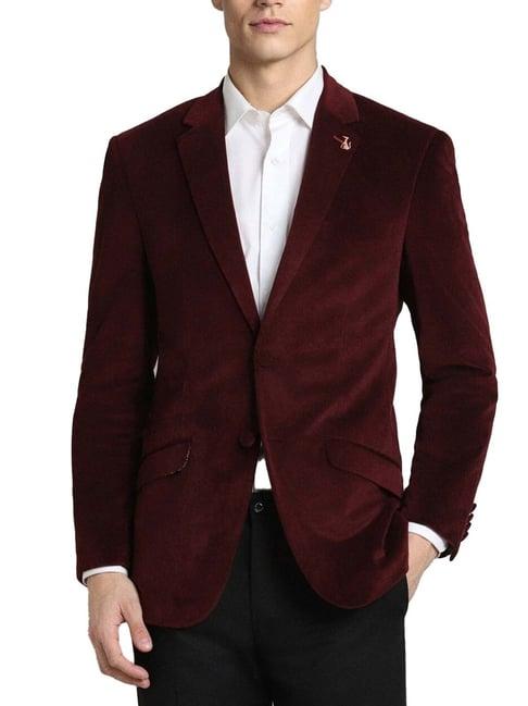 simon carter london maroon regular fit blazer