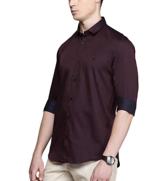 simon carter london maroon slim fit shirt