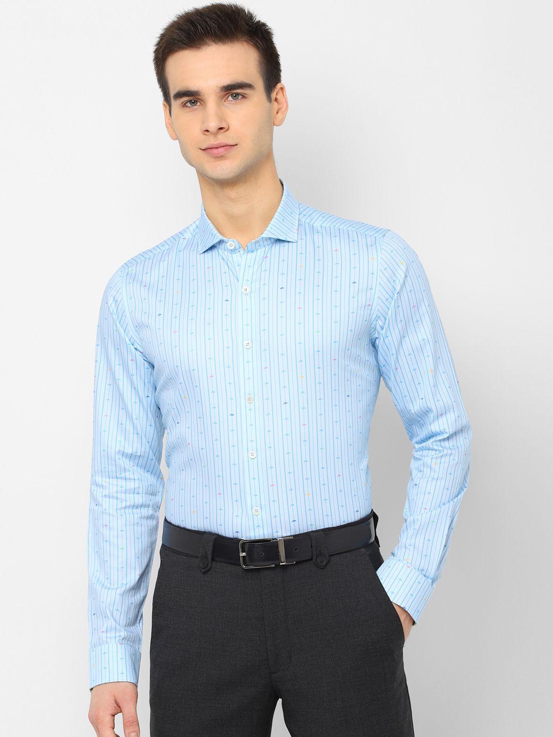 simon carter london men blue regular fit striped formal shirt