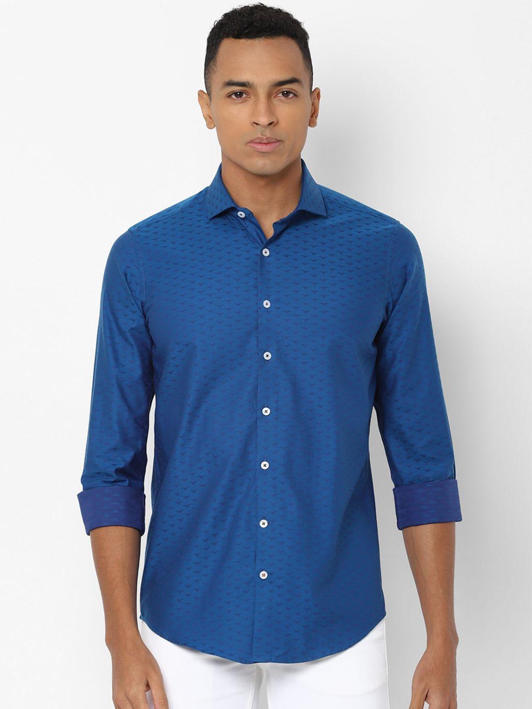 simon carter london men blue slim fit self design casual shirt