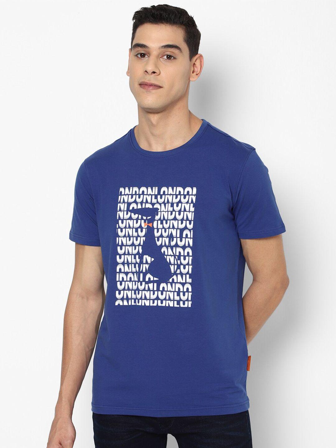 simon carter london men blue typography printed slim fit t-shirt