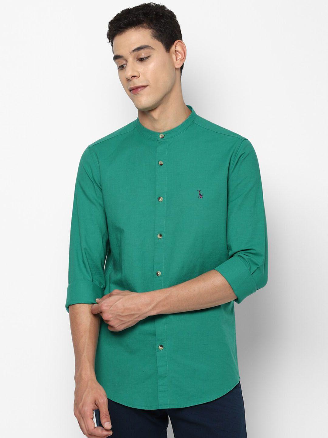 simon carter london men green slim fit opaque casual shirt