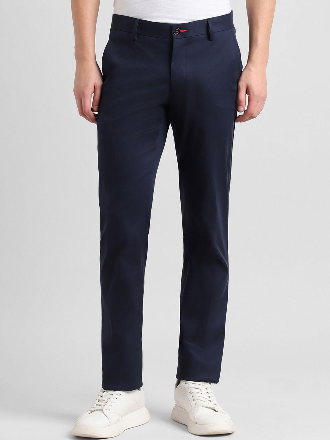 simon carter london men mid-rise cotton slim fit trousers